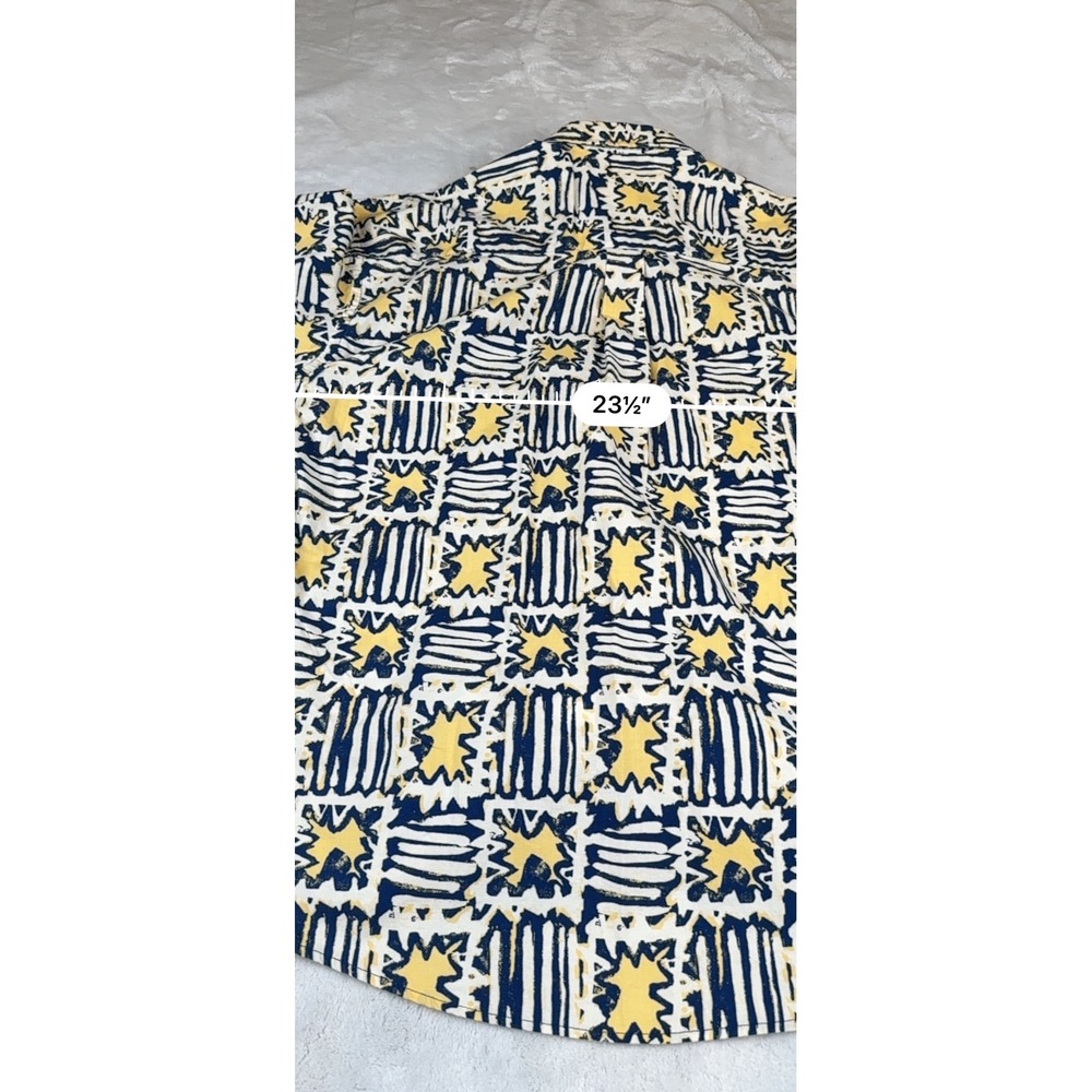 Alexander Martin Mens XL Short Sleeve Button Down Shirt Abstract Geo Navy Yellow - Picture 5 of 6